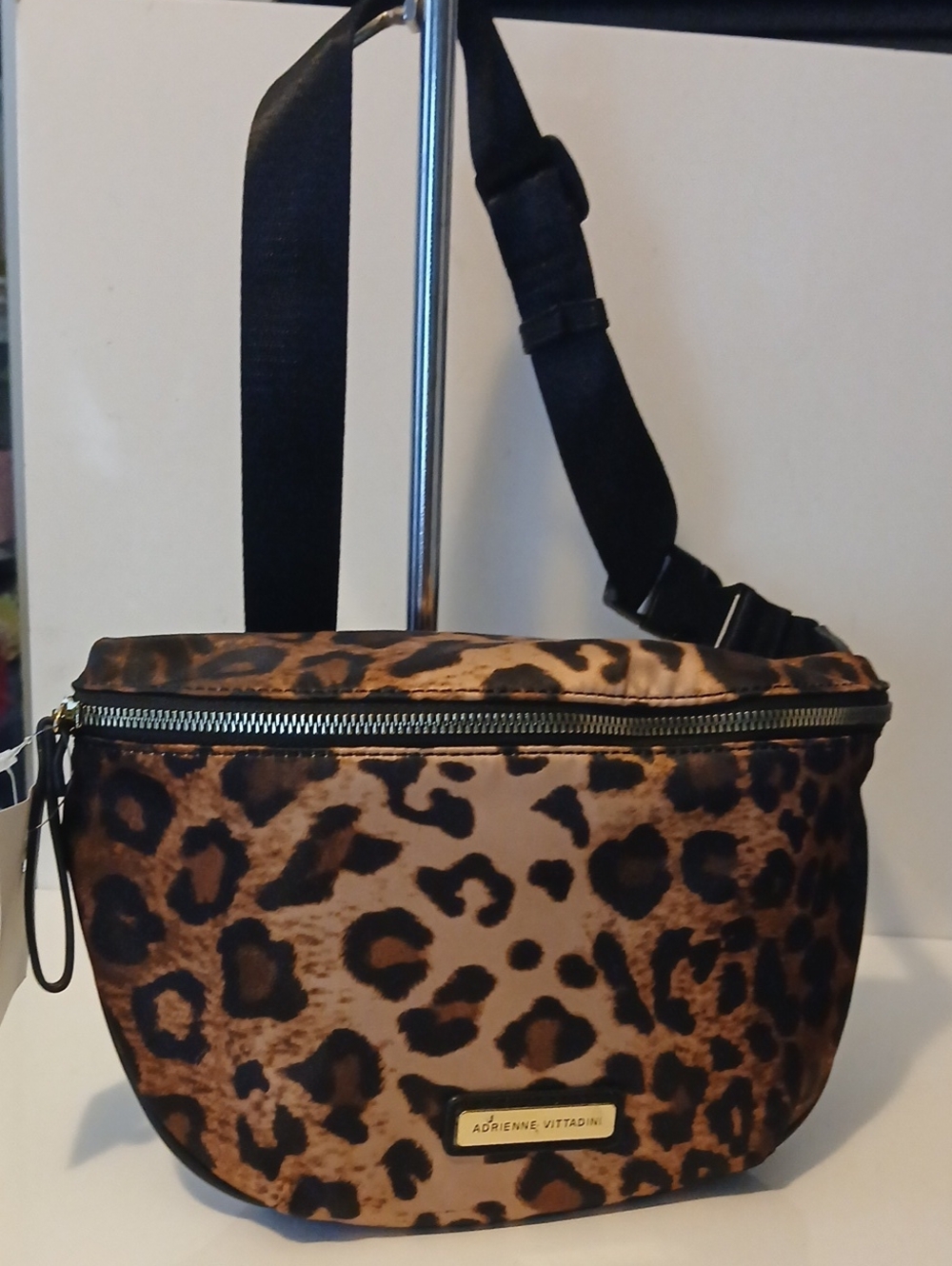 Adrienne Vittadini Leopard Print Belt Bag - Tan/Black NWT